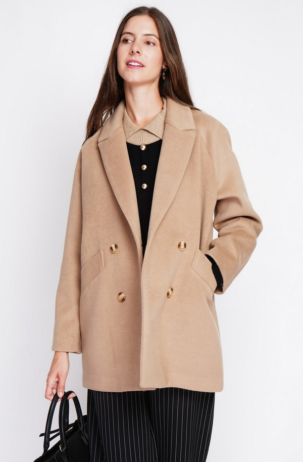 Manteau Oversize Croisé – Nougat – Femme