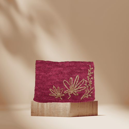 Asmara Clutch Bag - Pink & Beige