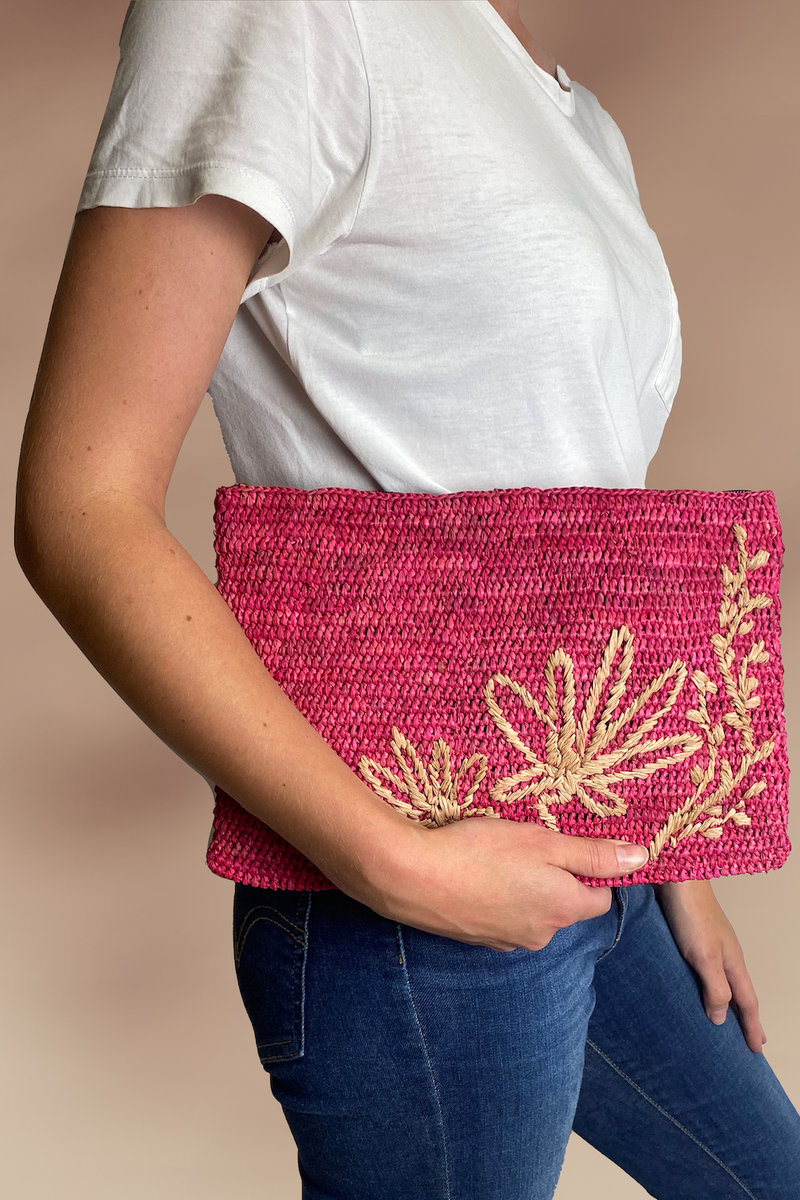 Asmara Clutch Bag - Pink & Beige