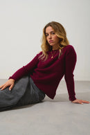 Pull Col Montant Boutons Poignets - Assia - Bordeaux