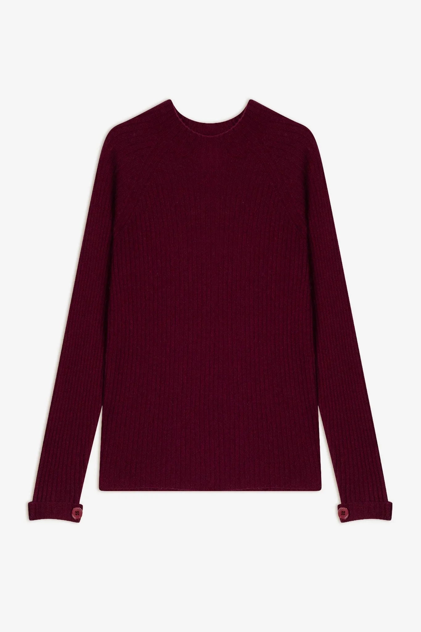 Pull Col Montant Boutons Poignets - Assia - Bordeaux
