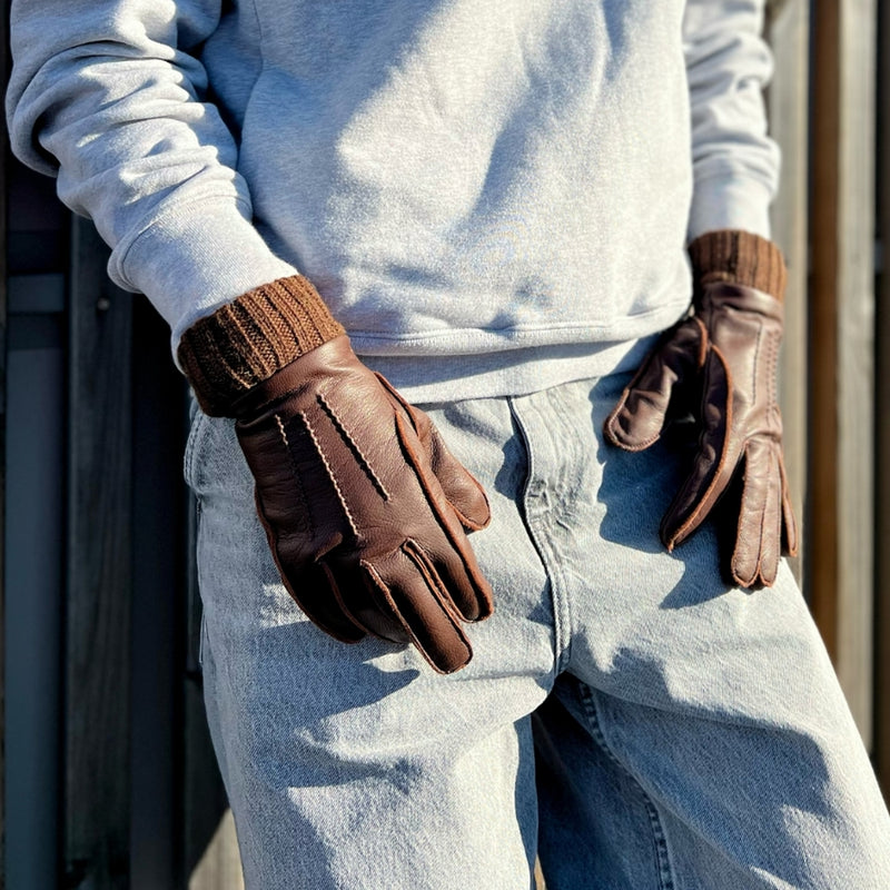 Gants Aston Cuir Doublés Alpaga - Whisky - Homme