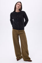 Atlas Crew-Neck Cardigan – Brushed Cashmere - Black - Women