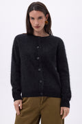 Atlas Crew-Neck Cardigan – Brushed Cashmere - Black - Women