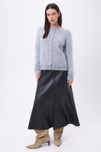 Atlas Round Neck Cardigan – Brushed Cashmere - Light Grey - Women