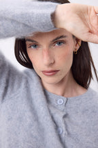 Atlas Round Neck Cardigan – Brushed Cashmere - Light Grey - Women