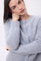 Atlas Round Neck Cardigan – Brushed Cashmere - Light Grey - Women