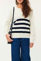 Jersey Audrie - Crema/Azul marino
