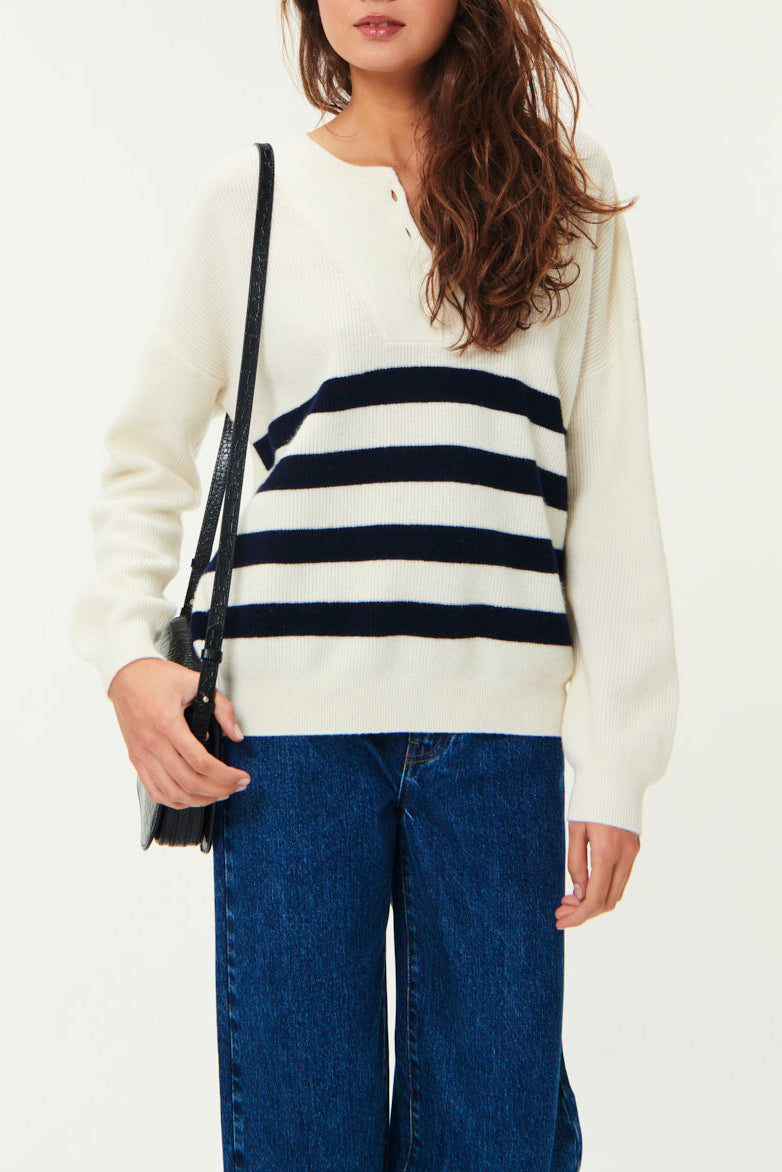 Jersey Audrie - Crema/Azul marino