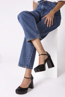 Escarpins Rita - Cuir Noir Effet Croco