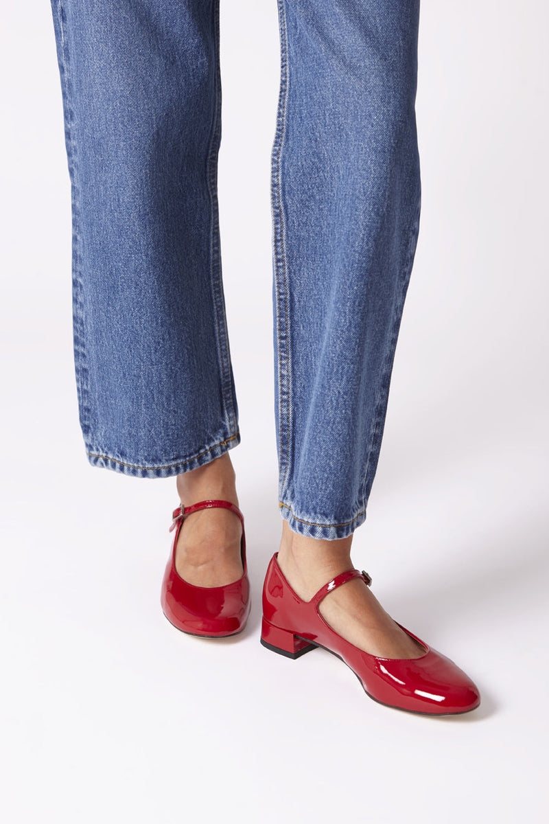Mary Janes Emilia - Cuir Verni Rouge