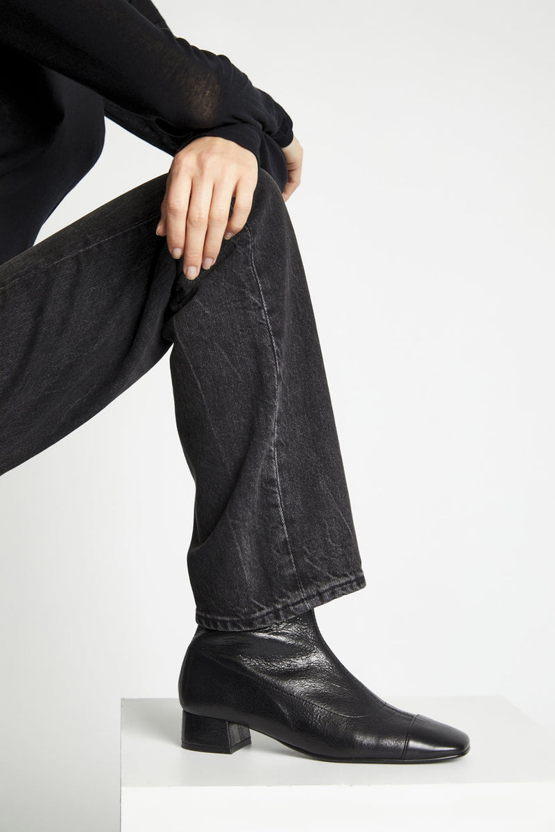 Bottines Laurie - Cuir Métallisé Noir