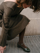 Mary Janes Emilia - Cuir Verni Kaki