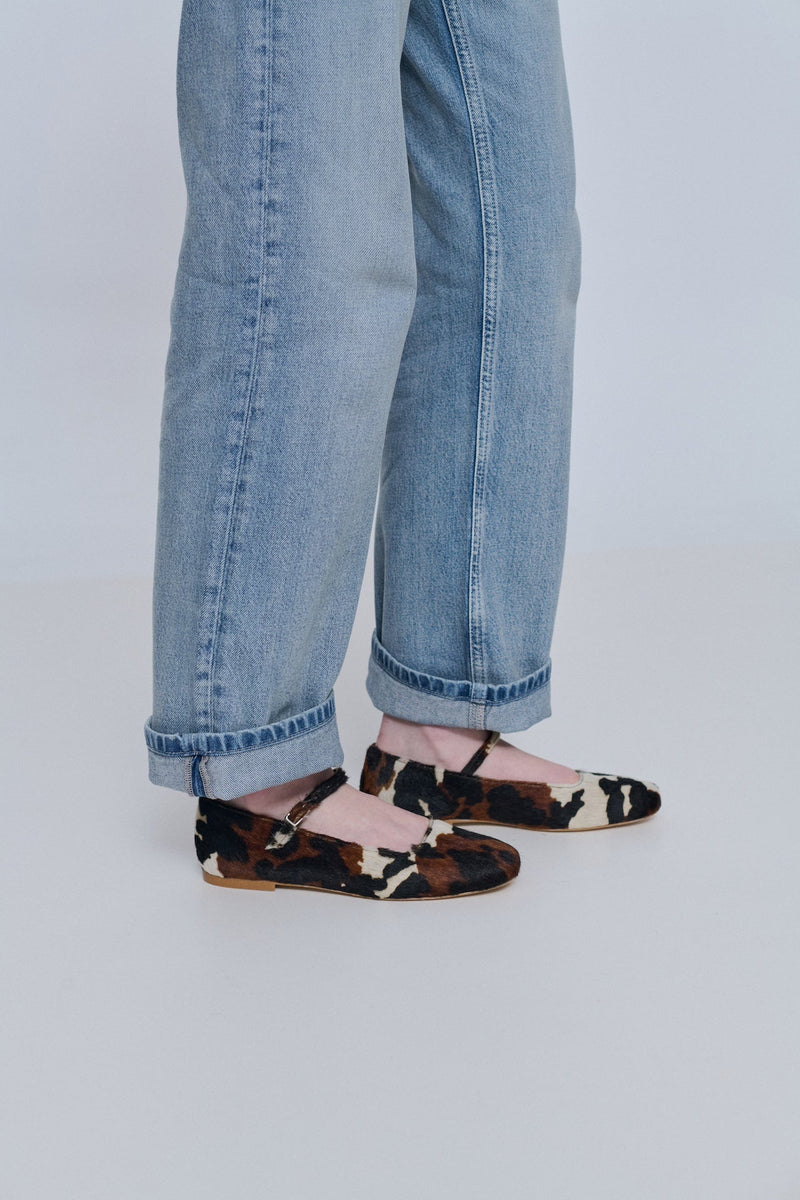 Mary Janes Julieta - Cuir De Veau Imprimé Vache Foncé