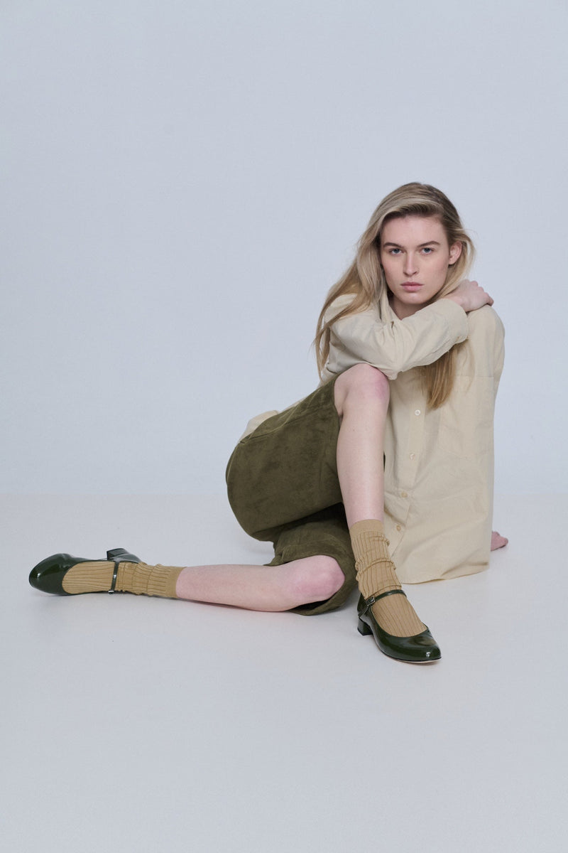 Mary Janes Emilia - Cuir Verni Kaki