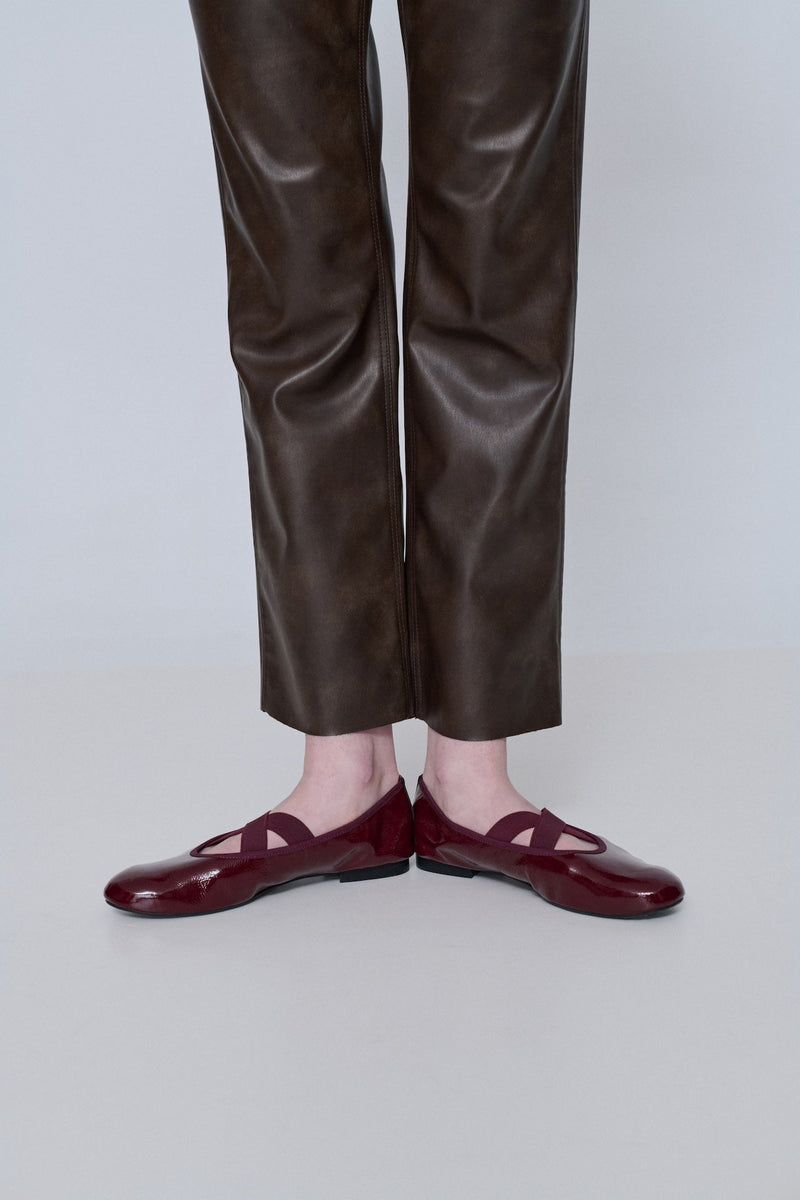 Ballerines Bettina - Cuir Verni Bordeaux