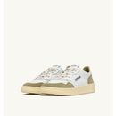 Autry Medalist Low In White Leather And Gray Green Suede