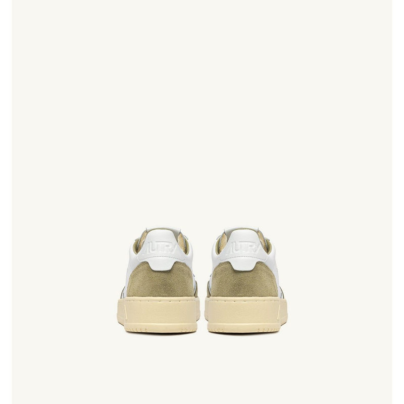 Autry Medalist Low In White Leather And Gray Green Suede