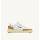 Autry Medalist Low Sneakers In White Leather And Copper Suede