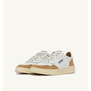 Autry Medalist Low Sneakers In White Leather And Copper Suede