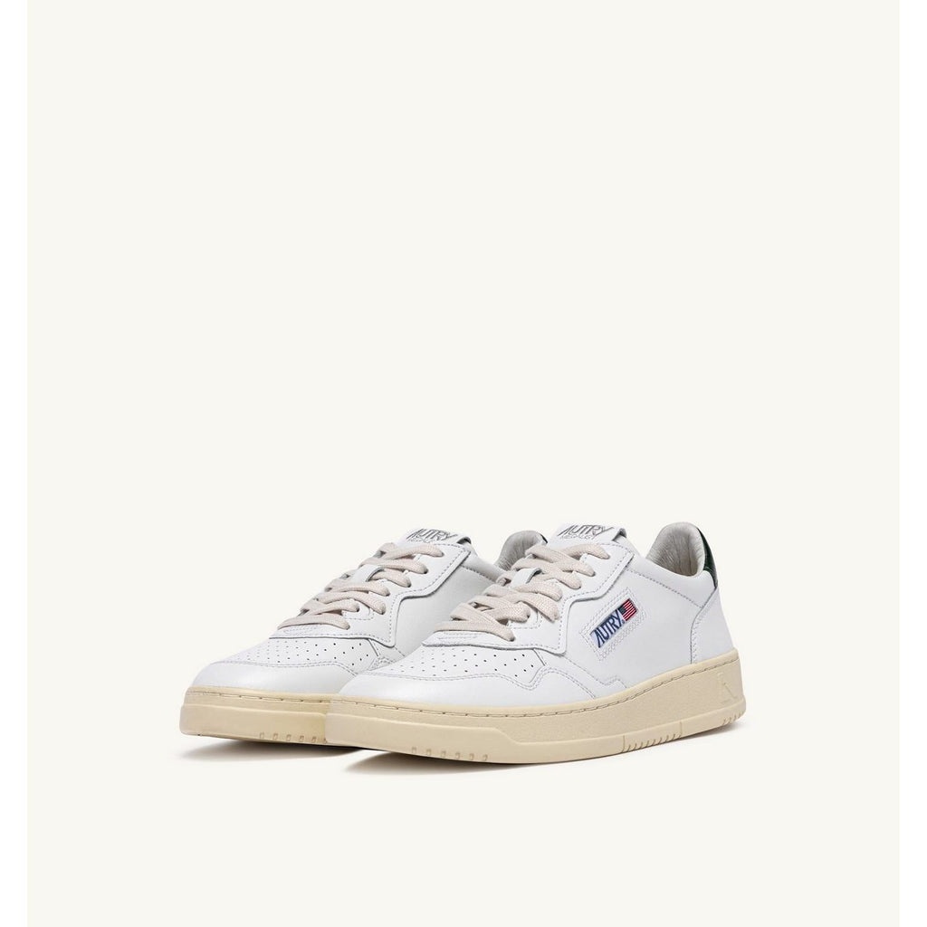 Autry Medalist Leather Low White Dark Green