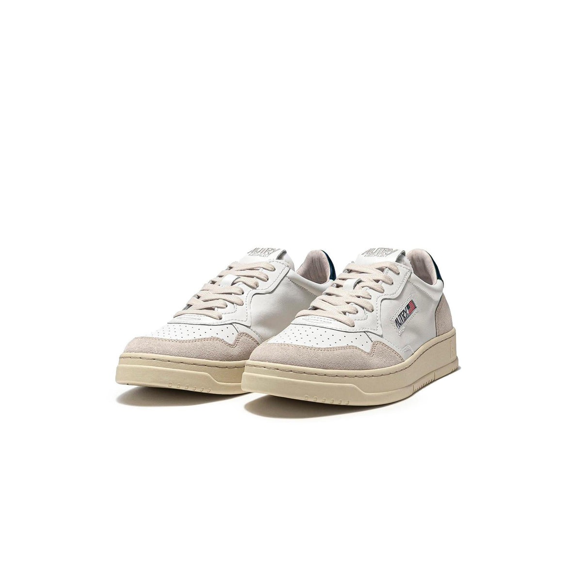 Autry Medalist Leather Low White Blue Suede - White