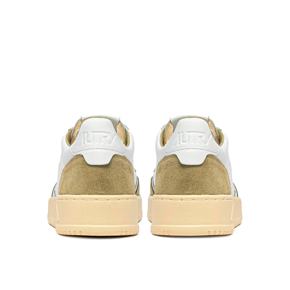 Autry Medalist Leather Low Sue White Greygn - White