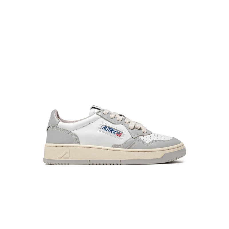 Autry Medalist Leather Low Gray White