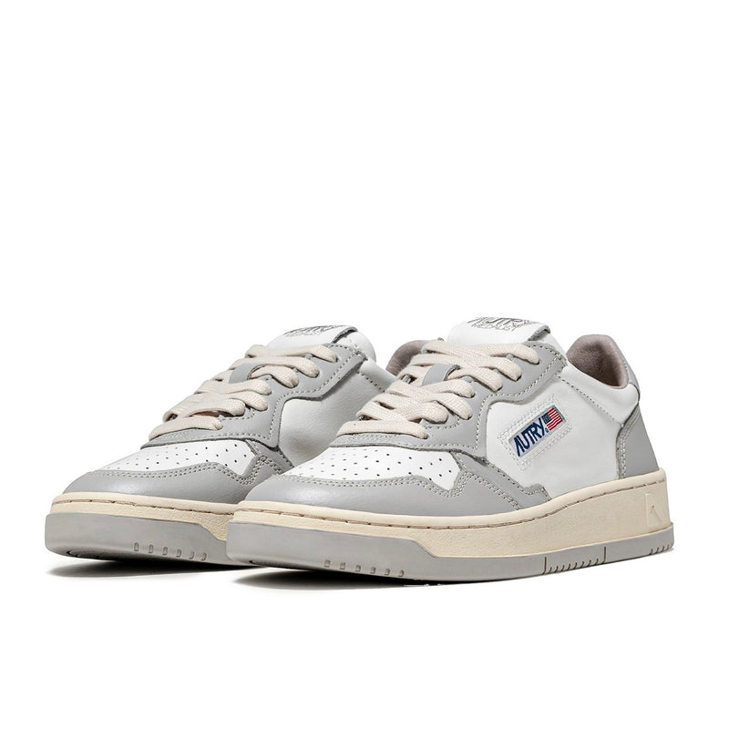 Autry Medalist Leather Low Gray White