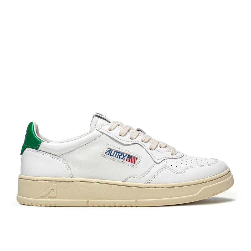 Autry - Medalist Leather Low White Green (W) - Blanc;Vert