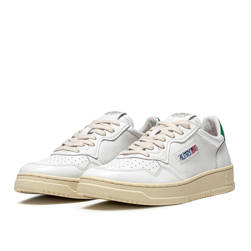 Autry - Medalist Leather Low White Green (W) - Blanc;Vert