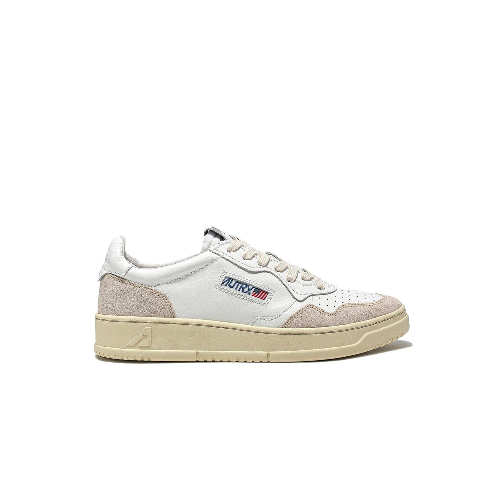 Autry Medalist Leather Low White Beige Suede (W) - Blanc