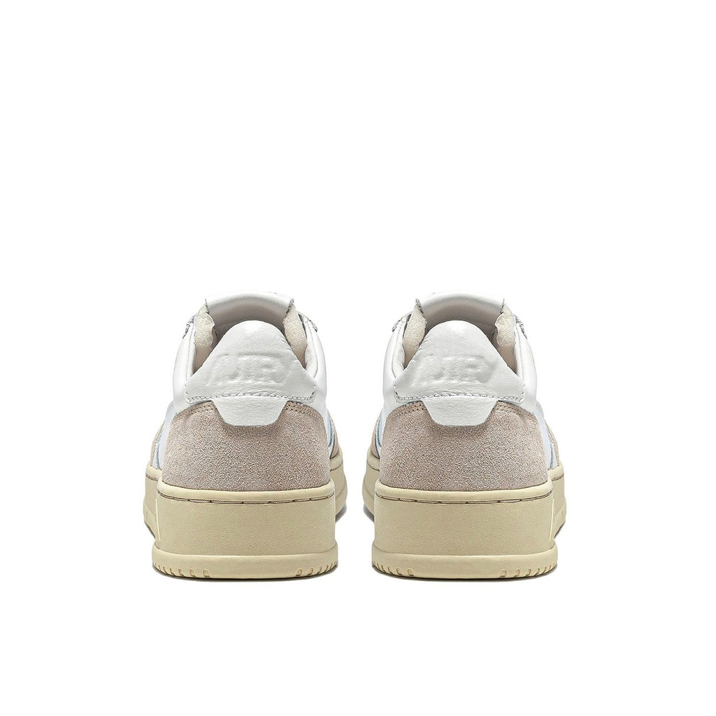 Autry Medalist Leather Low White Beige Suede (W) - Blanc