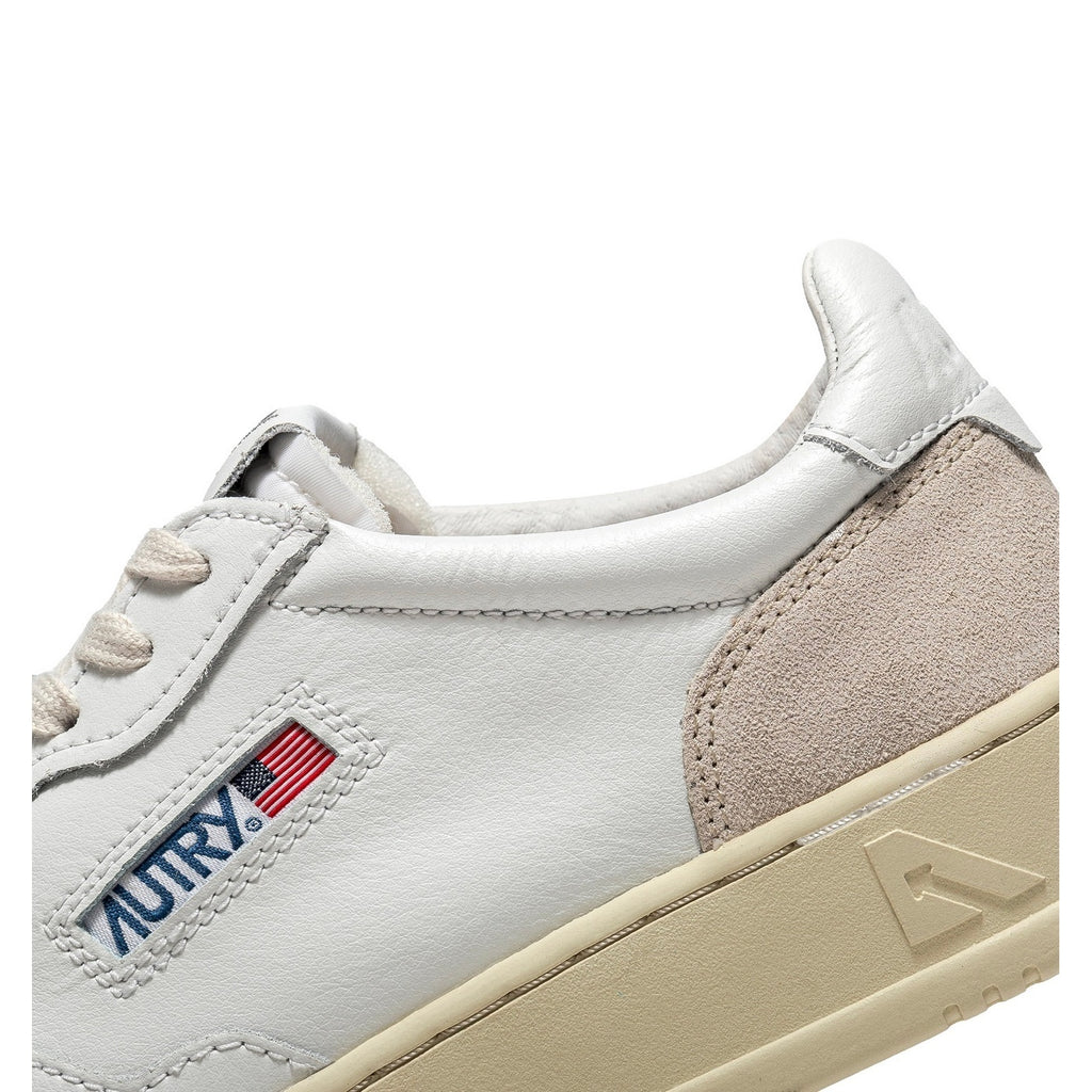 Autry Medalist Leather Low White Beige Suede (W) - Blanc