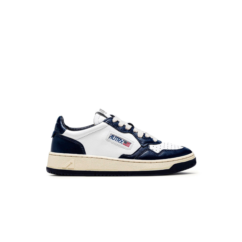 Autry Medalist Leather Low White Navy (W)