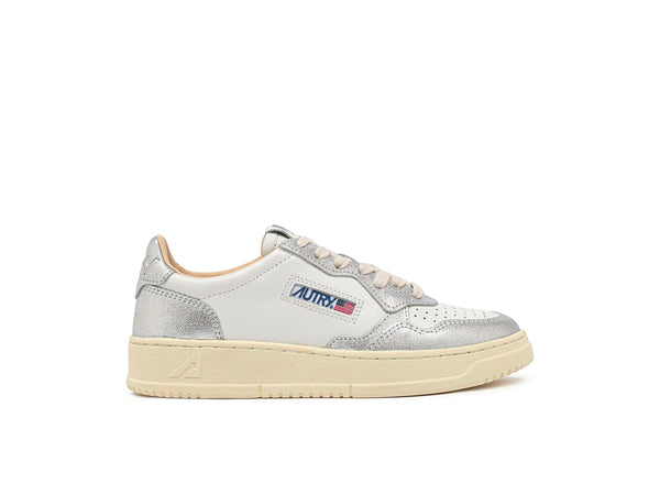 Autry Medalist Leather Low White Silver - Blanc