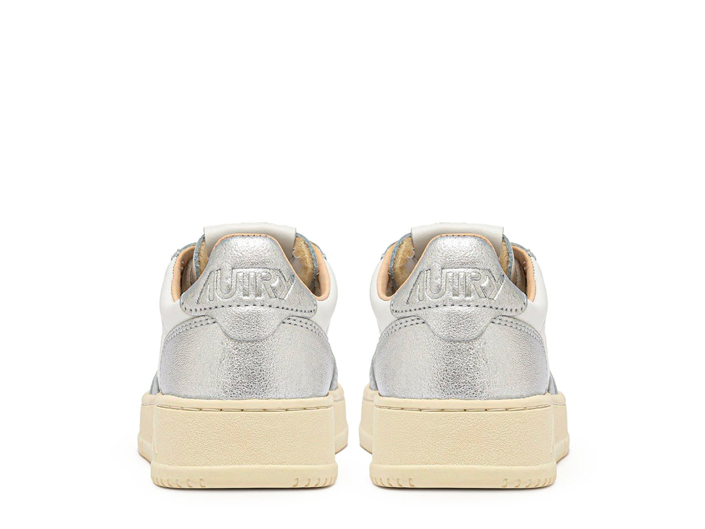 Autry Medalist Leather Low White Silver - Blanc