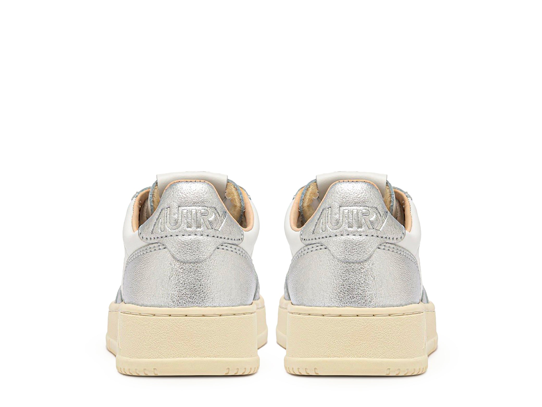 Autry Medalist Leather Low White Silver - Blanc