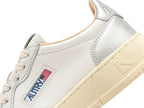 Autry Medalist Leather Low White Silver - Blanc