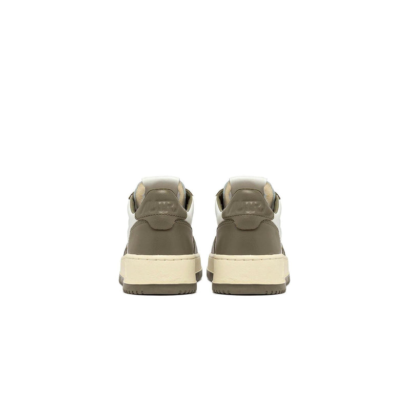 Autry Medalist Leather Low White Covert Green (W)