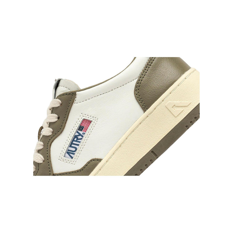 Autry Medalist Leather Low White Covert Green (W)