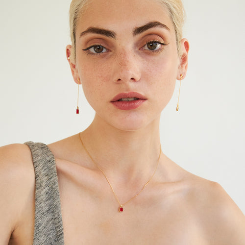 Boucles D'Oreilles Longues Aurore Onyx Rose
