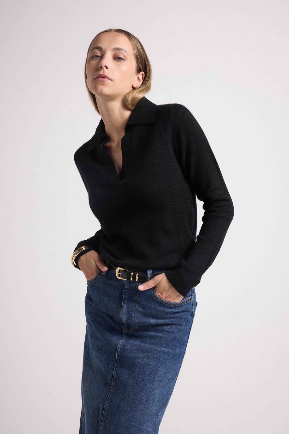 Maglione Con Colletto Polo Aurore - Nero