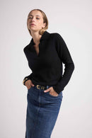 Pull Col Polo Aurore - Noir - 100% Cachemire Oeko-Tex - Femme