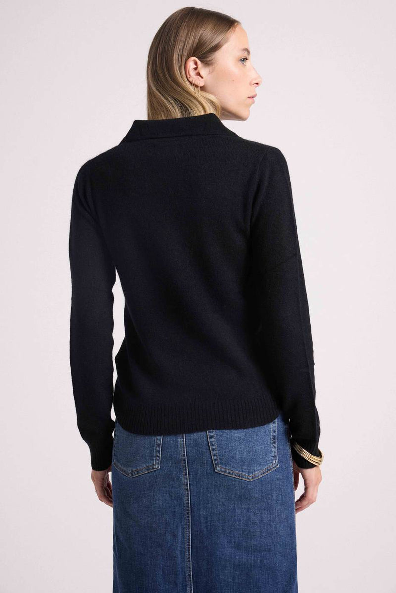 Pull Col Polo Aurore - Noir - 100% Cachemire Oeko-Tex - Femme