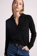 Pull Col Polo Aurore - Noir - 100% Cachemire Oeko-Tex - Femme