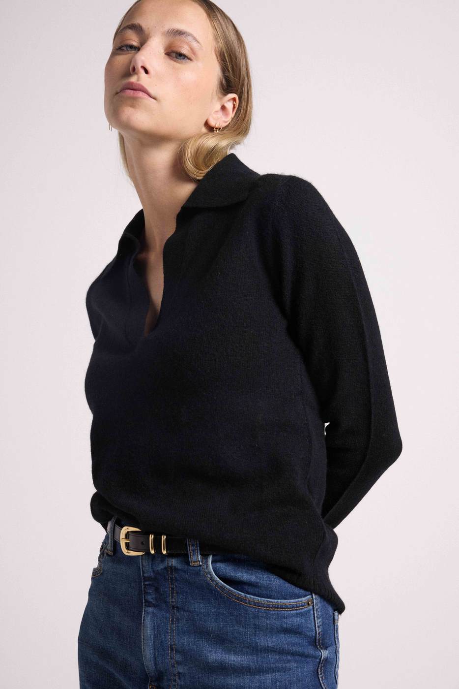 Maglione Con Colletto Polo Aurore - Nero