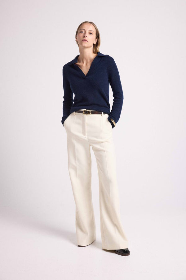 Pull Col Polo Aurore - Bleu Marine - Femme