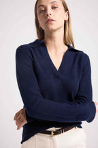 Pull Col Polo Aurore - Bleu Marine
