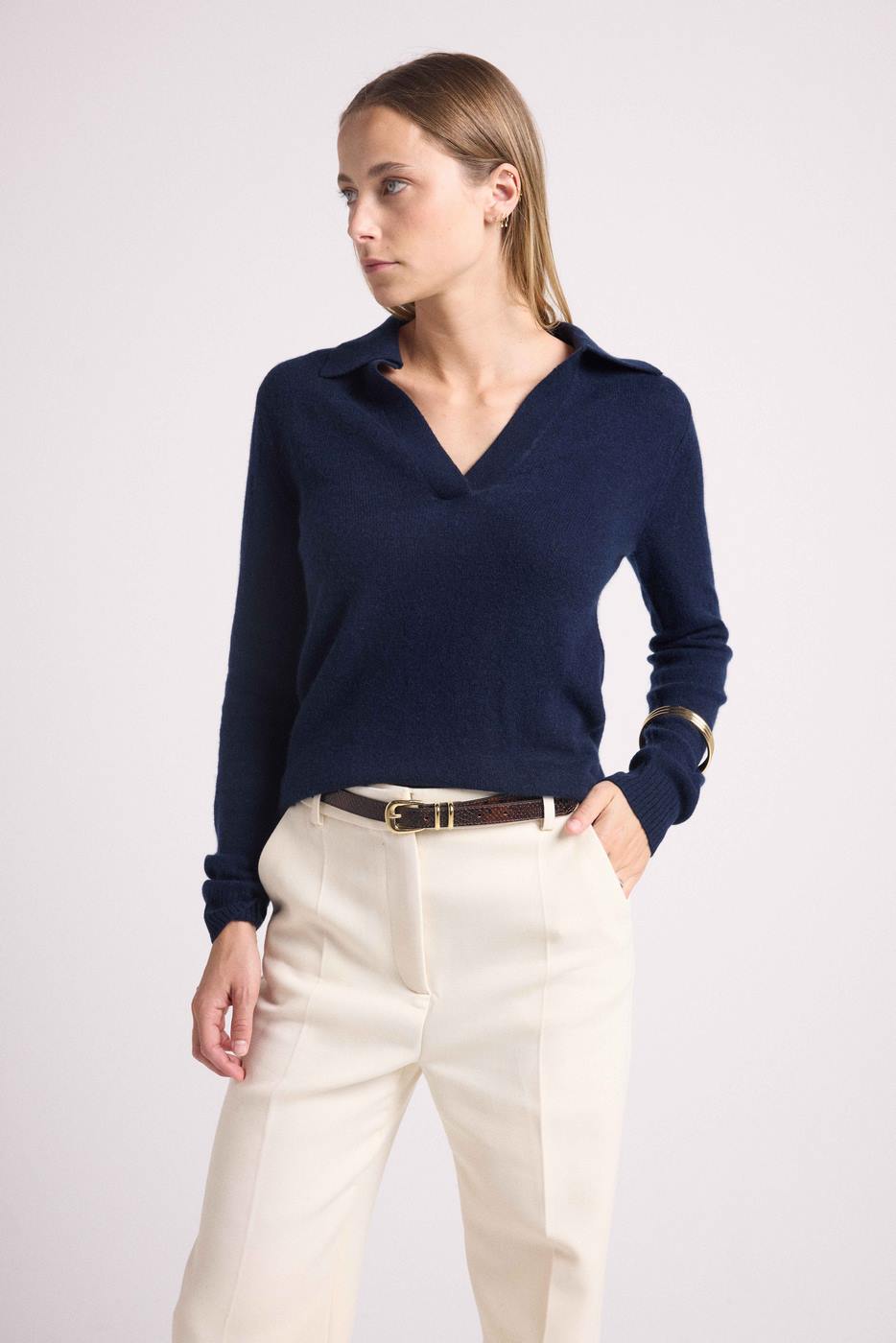 Pull Col Polo Aurore - Bleu Marine